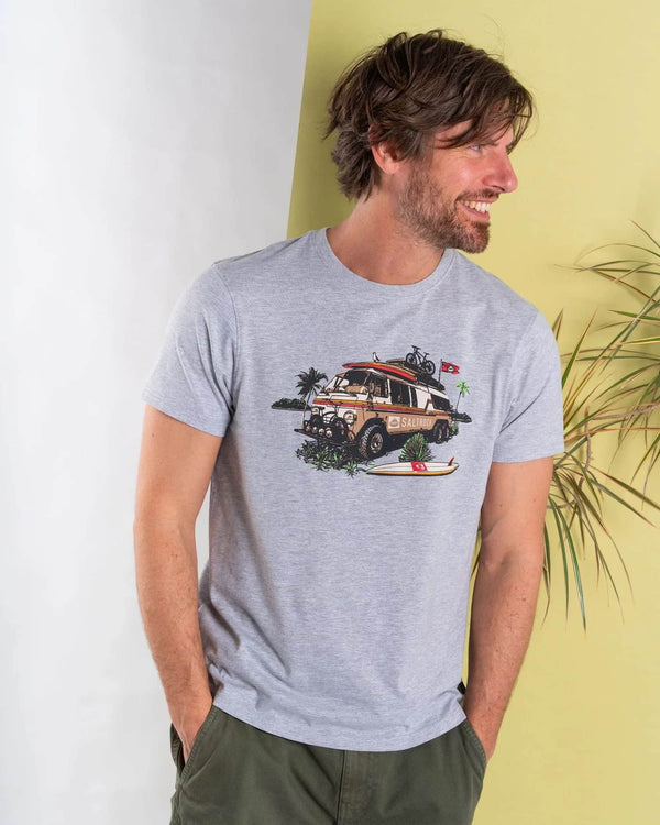 Saltrock Mens Retro Camper T-Shirt Grey Northern Ireland Belfast