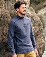 Saltrock Mens Stellan 1/4 Zip Neck Sweatshirt Dark Blue Northern