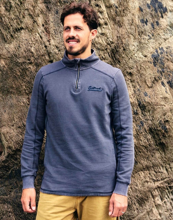 Saltrock Mens Stellan 1/4 Zip Neck Sweatshirt Dark Blue Northern