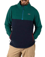 Saltrock Mens Theo Block Fleece 1/4 Zip Neck Green/Blue Northern
