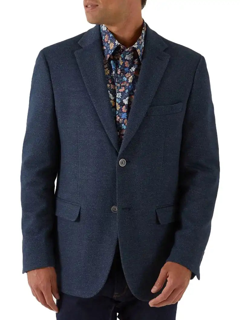 Skopes Mens Tailored Warlow Tweed Blazer Jacket Navy Ballynahinch