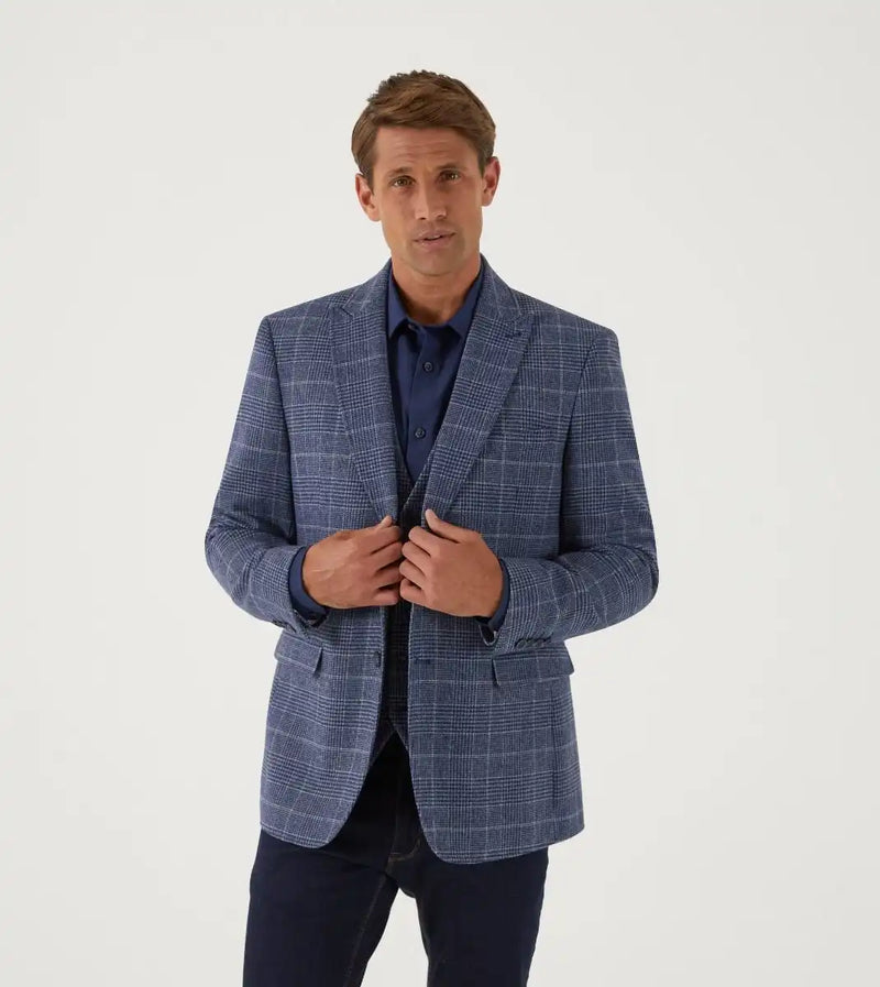 Skopes Mens Winster Blazer Jacket Blue Glen Check Ballynahinch