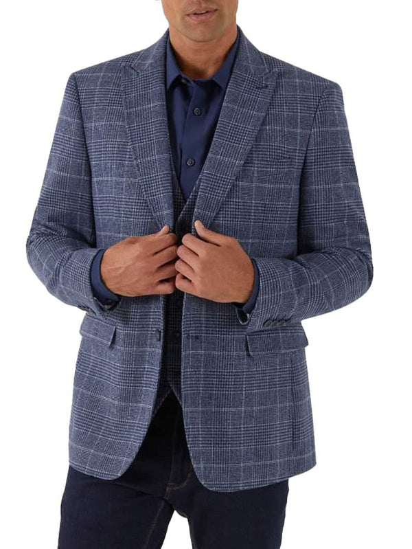 Skopes Mens Winster Blazer Jacket Blue Glen Check Ballynahinch