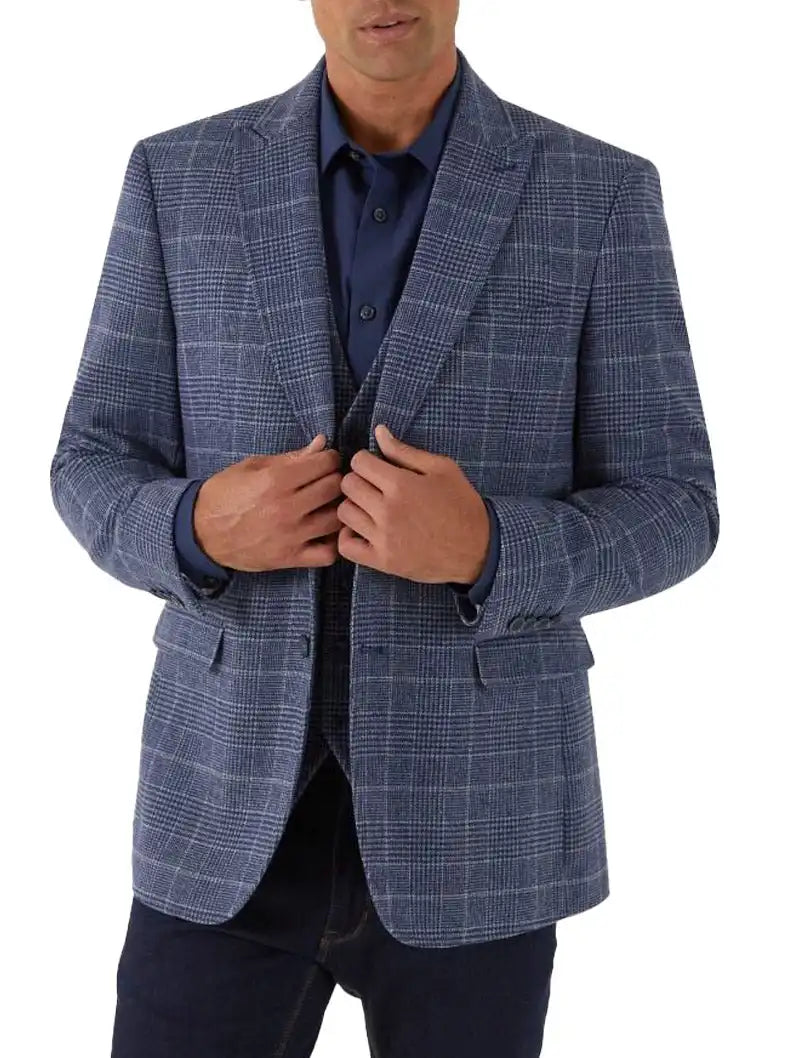 Skopes Mens Winster Blazer Jacket Blue Glen Check Ballynahinch