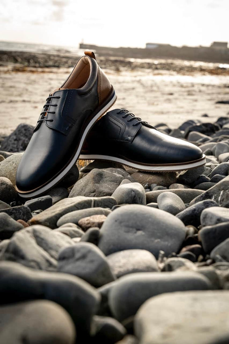 Sloane Shoes Brandon Casual Trainers Navy/Cognac Northern Ireland