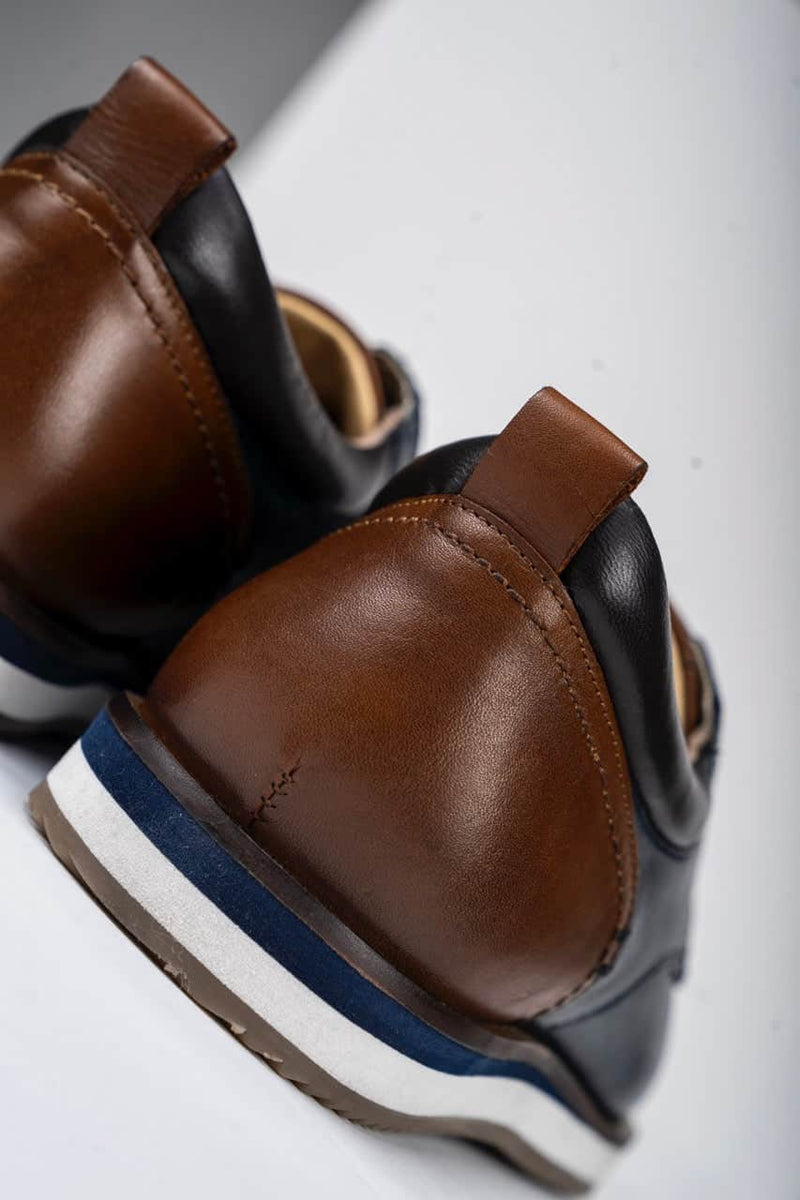 Sloane Shoes Brandon Casual Trainers Navy/Cognac Northern Ireland