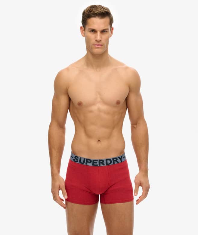 Superdry 3 Pack Boxers Underwear Berry Red Marl/Hike Red Marl/Mid Red