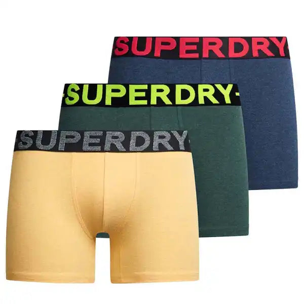 Superdry Boxers Dark Indigo Blue Marl/Buck Green Marl/Nautical Yellow