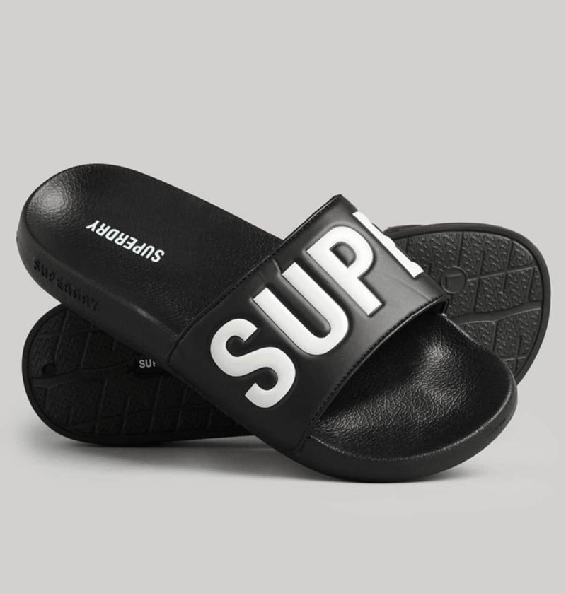 Superdry Core Pool Slides Black Optic White