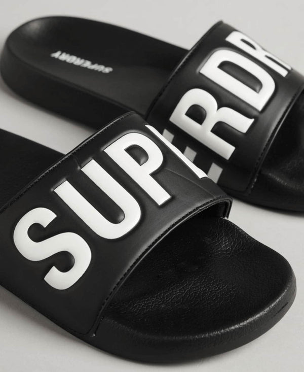 Superdry Core Pool Slides Black Optic White