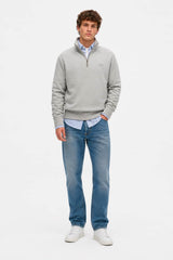 Superdry Essential Serif Logo Half Zip Sweatshirt Dark Vintage Grey