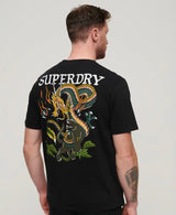 Superdry Men’s Tattoo Graphic Loose Fit T - Shirt Washed Black