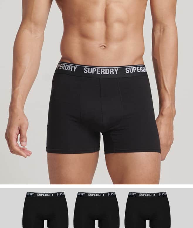 Superdry Mens 3 Pack Boxers Black/Black Optic White Northern Ireland