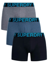 Superdry Mens 3 Pack Boxers Navy/Blue Stripe/Navy Feeder Northern