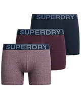 Superdry Mens 3 Pack Boxers Navy/Port Stripe/Grey Marl Northern