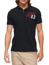 Superdry Mens Apllique Classic Superstate Polo Shirt Eclipse Navy