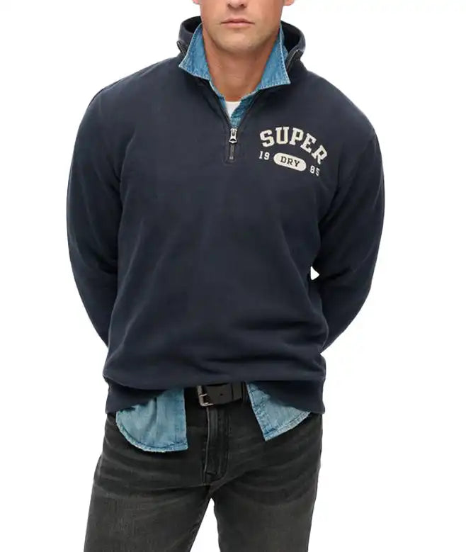 Superdry Mens Athletic Essential Half Zip Sweatshirt Bradley Navy