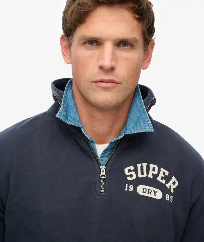 Superdry Mens Athletic Essential Half Zip Sweatshirt Bradley Navy