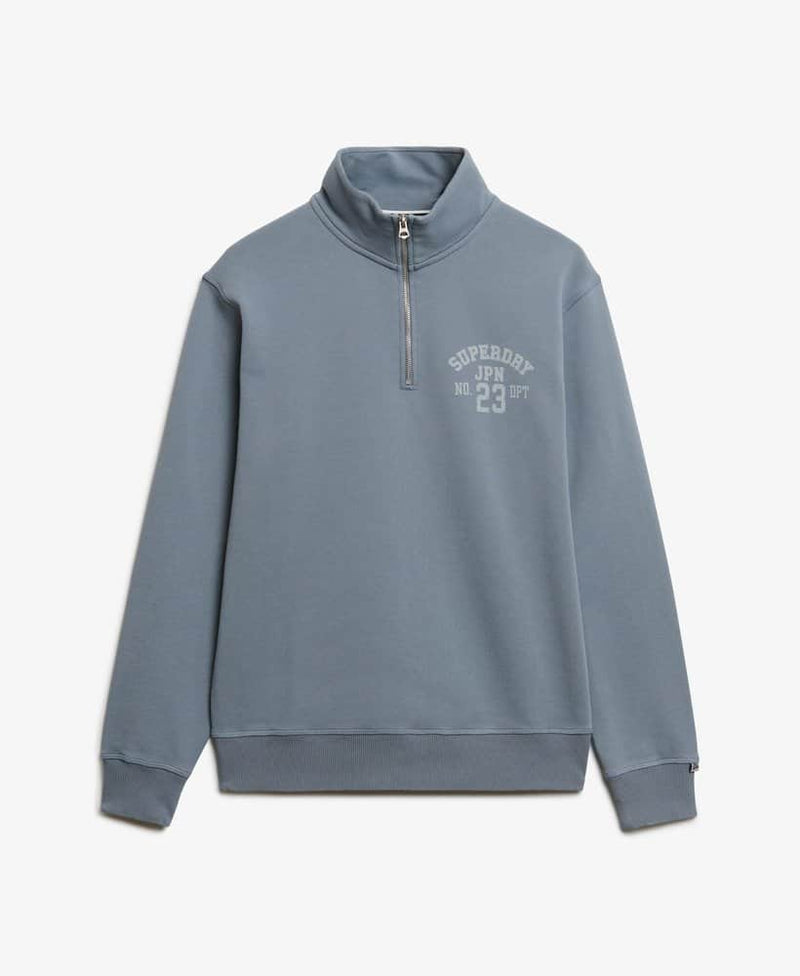 Superdry Mens Athletic Essential Half Zip Sweatshirt Flint Stone Blue