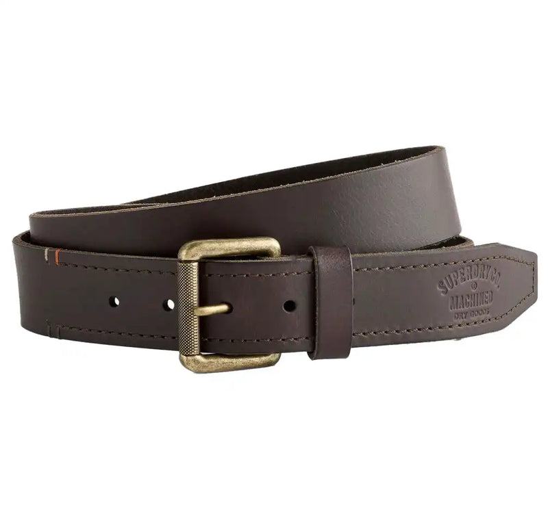 Superdry Men’s Badgeman Leather Belt Dark Brown Northern Ireland