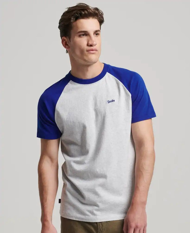 Superdry Mens Baseball T-Shirt Glacier Grey/Blue Ballynahinch Northern