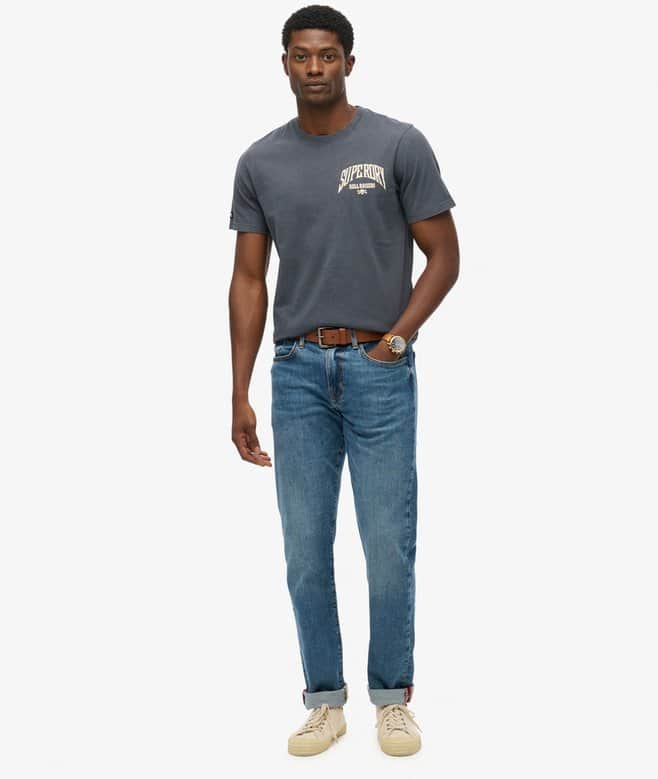 Superdry Mens Biker Rock Relaxed T-Shirt Heavy Backstage Black