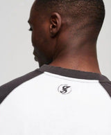 Superdry Mens Blackout Rock Graphic Raglan T-Shirt White/Grey Northern