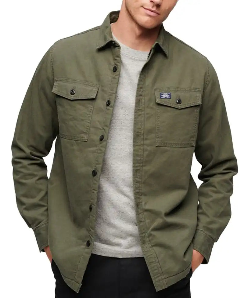 Superdry Mens Borg Lined Miller Overshirt Surplus Green Northern