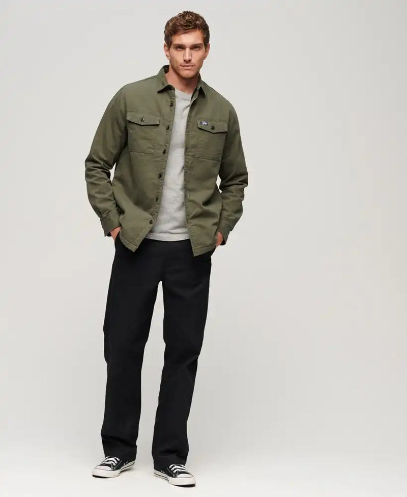 Superdry Mens Borg Lined Miller Overshirt Surplus Green Northern