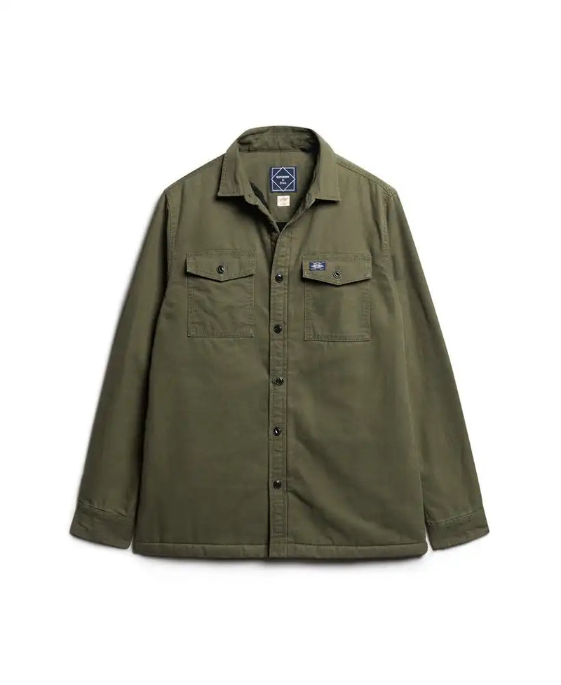 Superdry Mens Borg Lined Miller Overshirt Surplus Green Northern