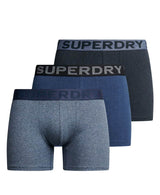 Superdry Mens Boxers 3 Pack Underwear Navy Grit/dark Indigo Marl