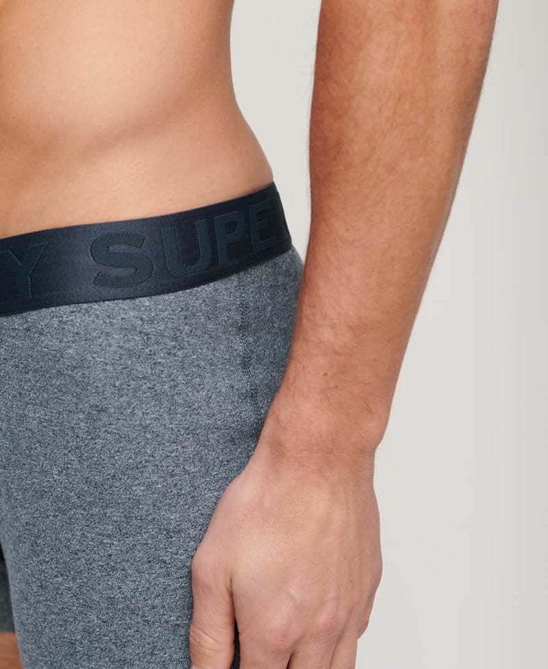 Superdry Mens Boxers 3 Pack Underwear Navy Grit/dark Indigo Marl