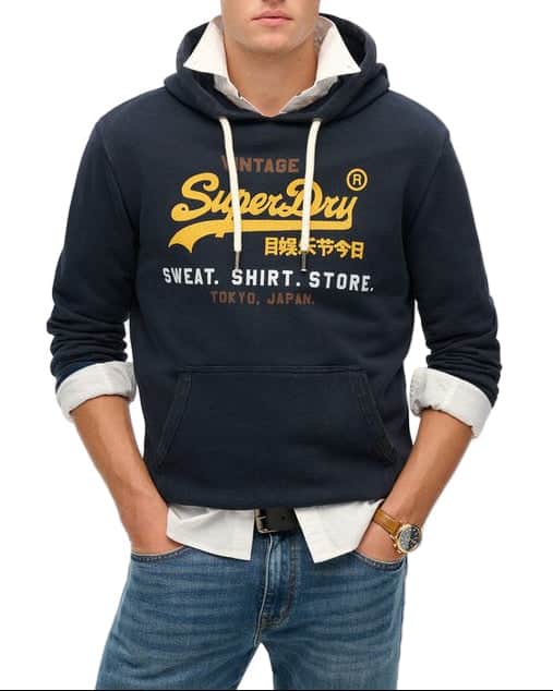 Superdry Mens Cali Relaxed Hoodie Eclipse Navy Northern Ireland