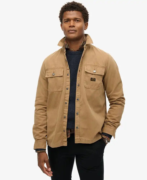 Superdry Mens Canvas Workwear Overshirt Sandstone Brown Northern