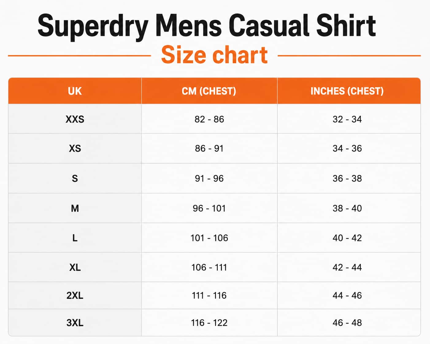 Superdry size chart