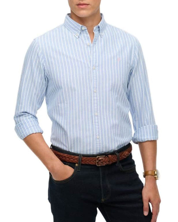 Superdry Mens Classic Oxford Shirt Broker Blue Stripe Northern