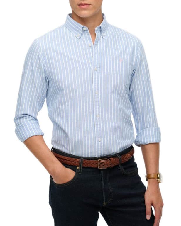 Superdry Mens Classic Oxford Shirt Broker Blue Stripe Northern