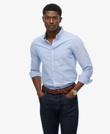 Superdry Mens Classic Oxford Shirt French Blue Stripe/Coral Northern