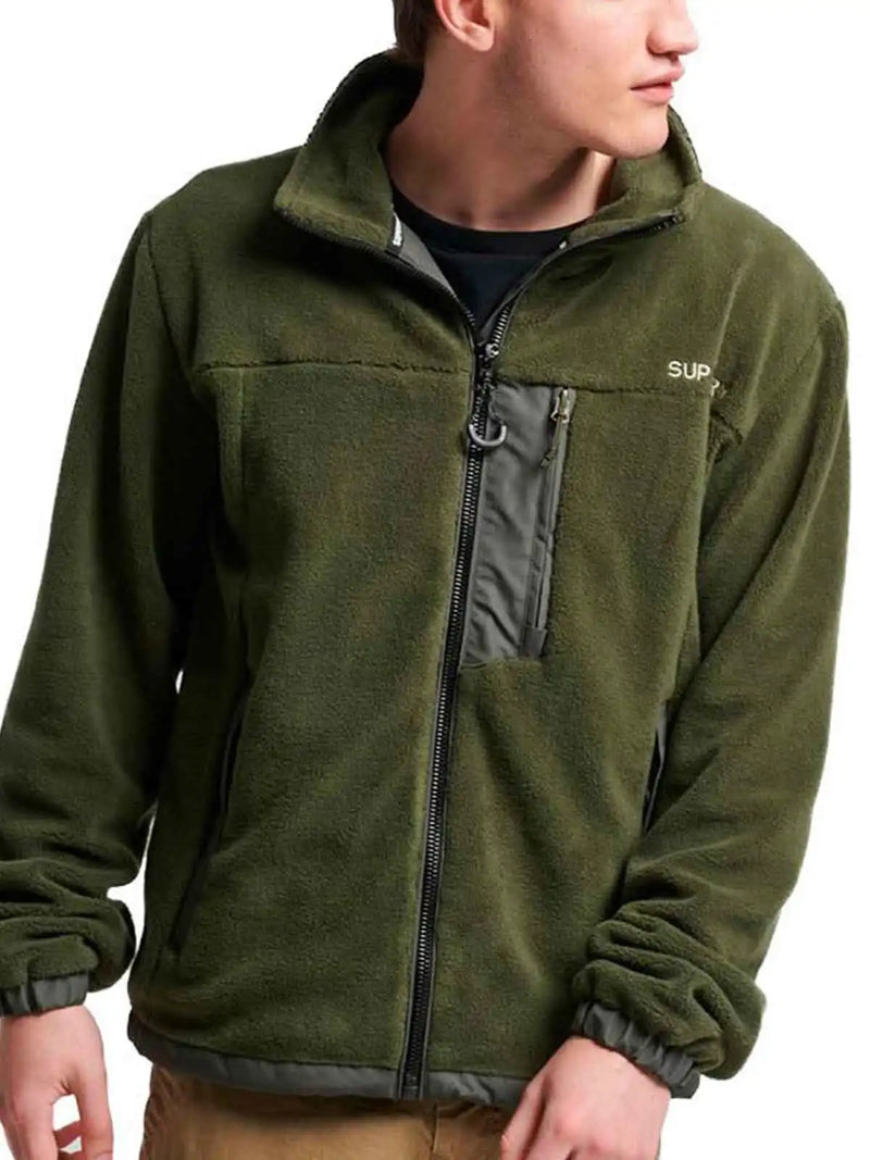 Superdry Mens Code Fleece Trekker Jacket M5011705A Dark Moss Northern