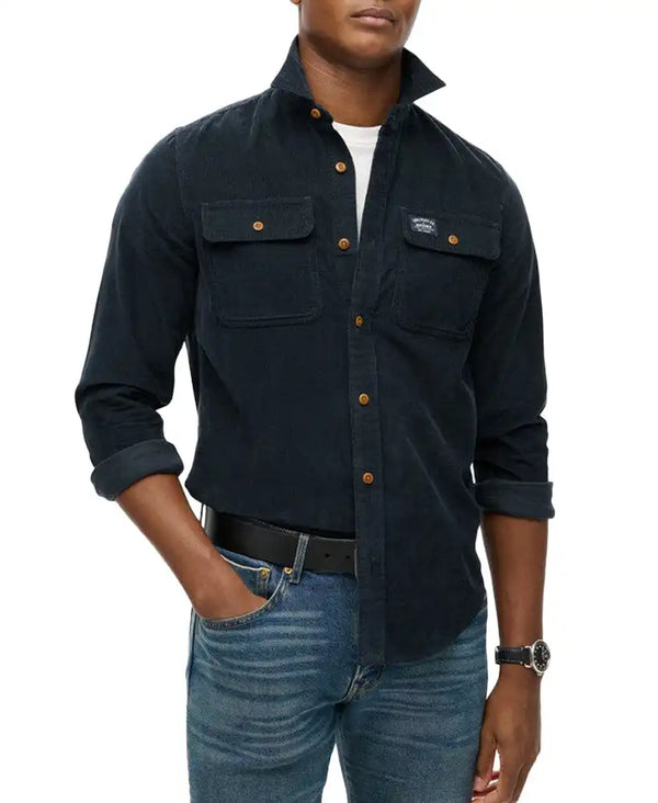 Superdry Mens Corduroy Workwear Shirt Eclipse Navy Northern Ireland