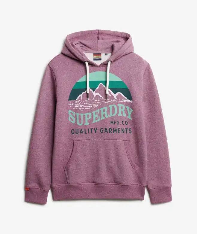 Superdry Mens Core Logo Great Outdoors Hoodie Beach Burgundy Grit