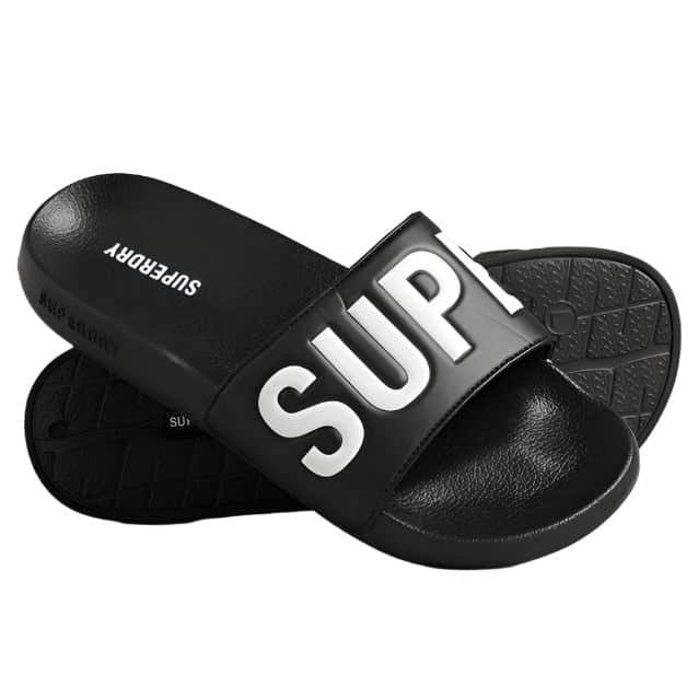 Superdry Mens Core Pool Slides Black/Optic White Northern Ireland