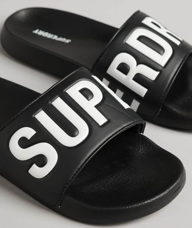 Superdry Mens Core Pool Slides Black/Optic White Northern Ireland