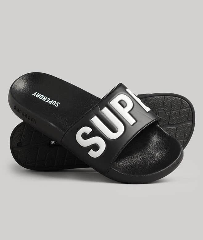 Superdry Mens Core Pool Slides Black/Optic White Northern Ireland