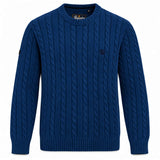 Superdry Mens Cotton Cable Knit Crew Neck Jumper Sea Blue Northern