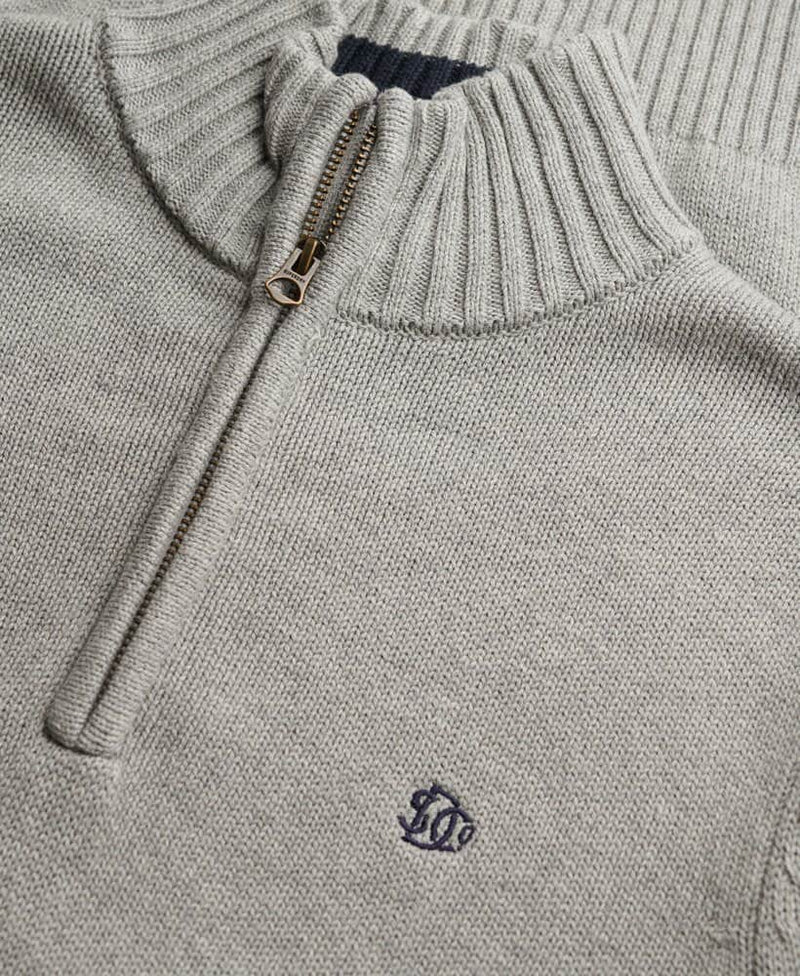Superdry Mens Cotton Half Zip Knit Jumper Grey Marl Northern Ireland