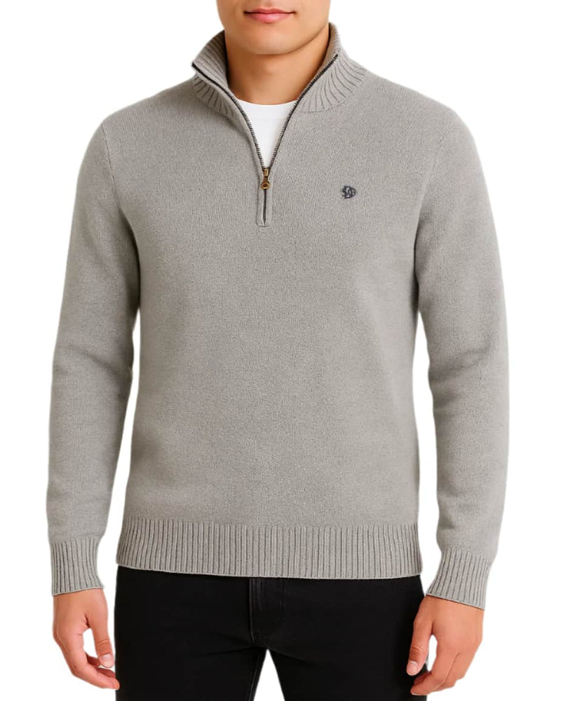 Superdry Mens Cotton Half Zip Knit Jumper Grey Marl Northern Ireland