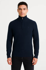 Superdry Mens Cotton Half Zip Knit Jumper Navy Northern Ireland
