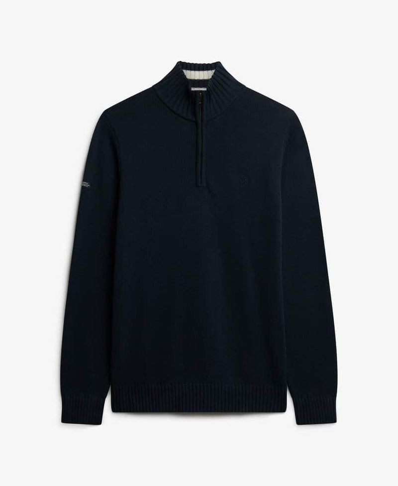 Superdry Mens Cotton Half Zip Knit Jumper Navy Northern Ireland