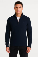 Superdry Mens Cotton Half Zip Knit Jumper Navy Northern Ireland